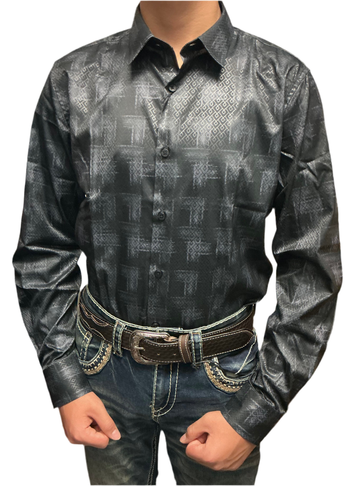Platini men’s shirt FLP10950 black ( camisa de hombre Platini ) modern fit stretch