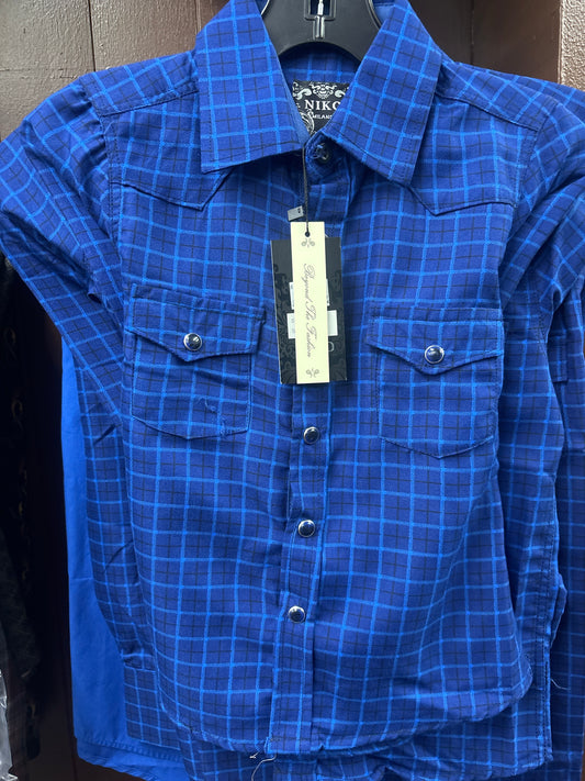Niko Milano Dark Blue/ Azul Boscuro Kids/Niño Long Sleeve Shirt (Camisa Manga Larga)
