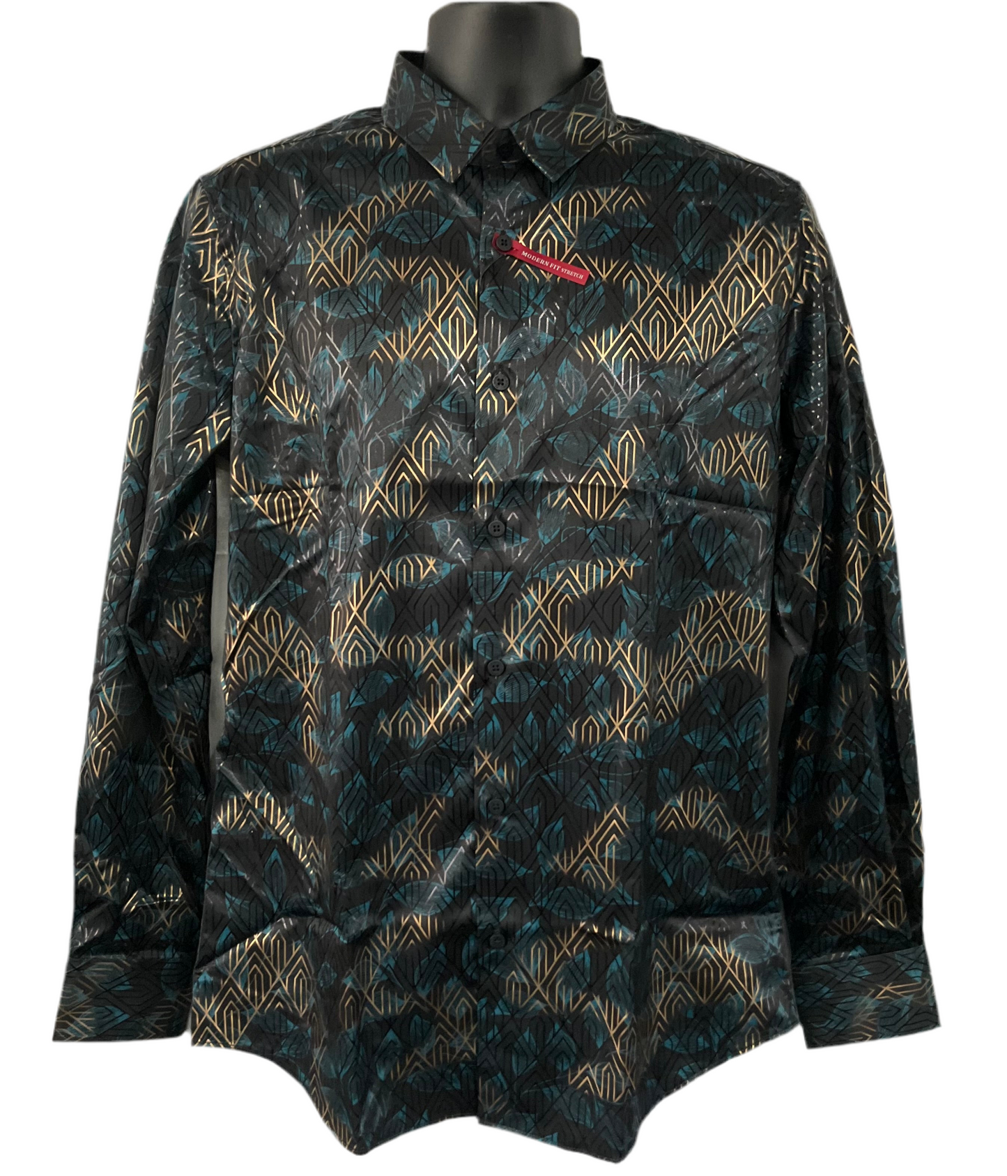Platini Mens Shirt Modern Fit Blue/Black FPL10580