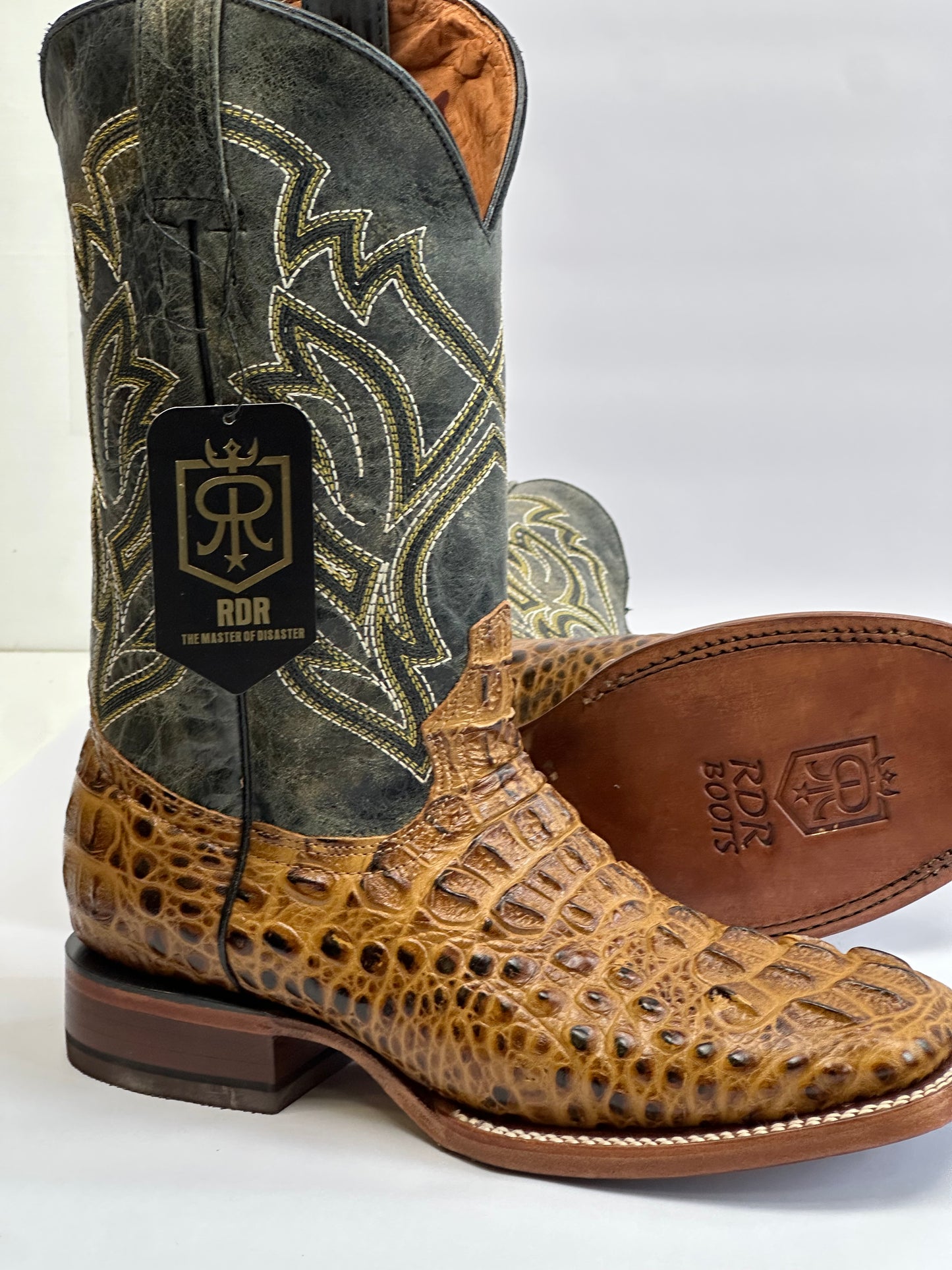 RDR Men’s Honey Nile Print Leather Cowboy Boots With Leather Sole