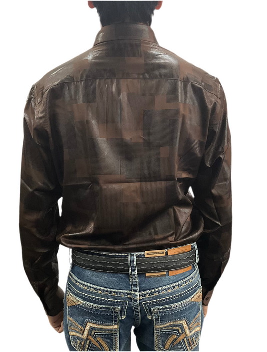 Montero Men Shirt style MT0821 Brown ( Camisa Montero de hombre cafe )