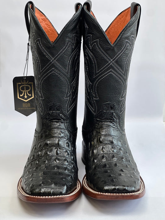 RDR Men’s Black Nile Print Leather Cowboy Boots With Leather Sole