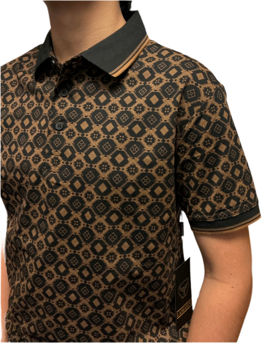 Lamasini Men’s Polos LAM28224 Black/light brown modern fit