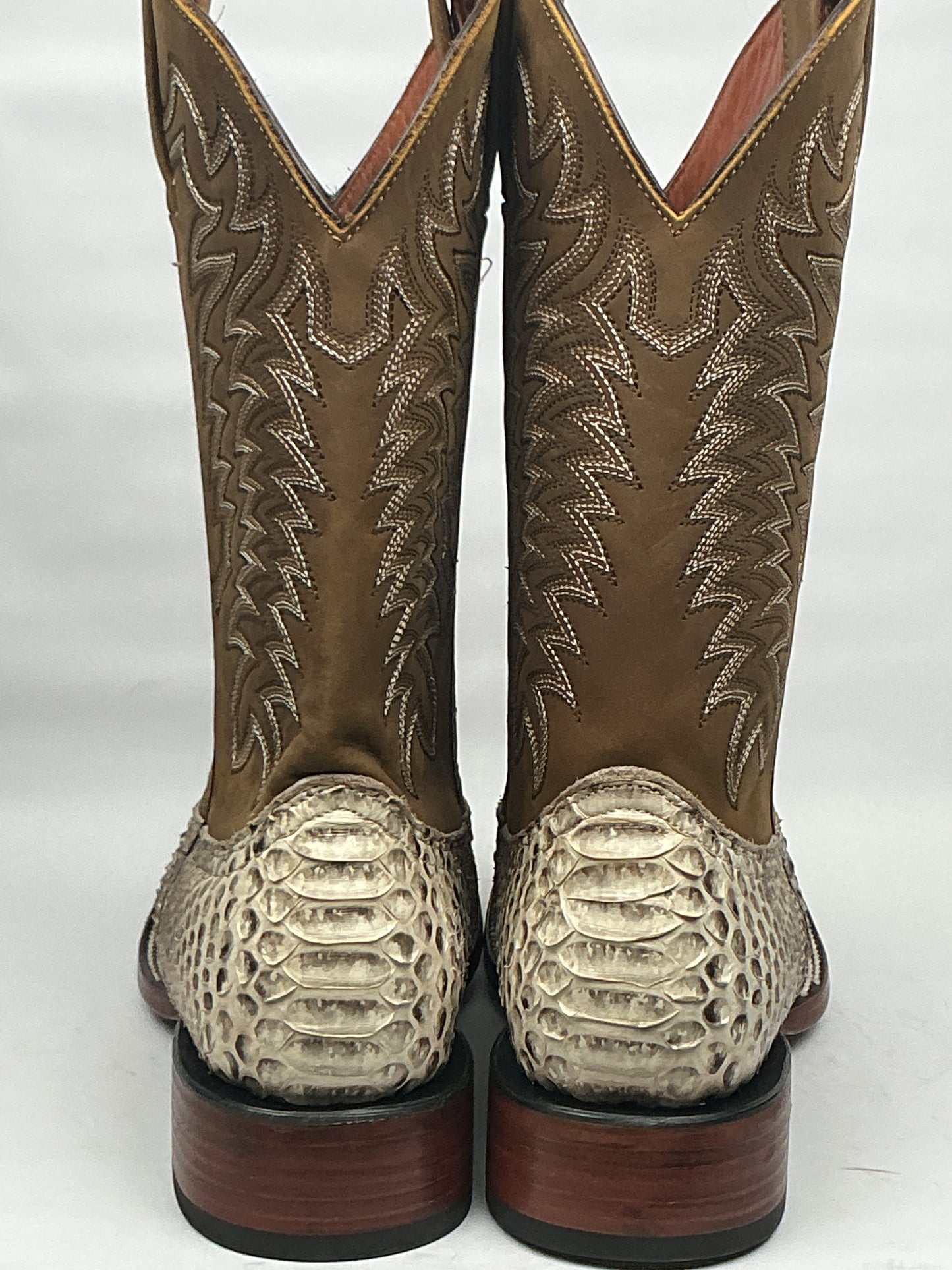 RDR Exotic Python Skin Natural Pro-Rodeo Western Boots