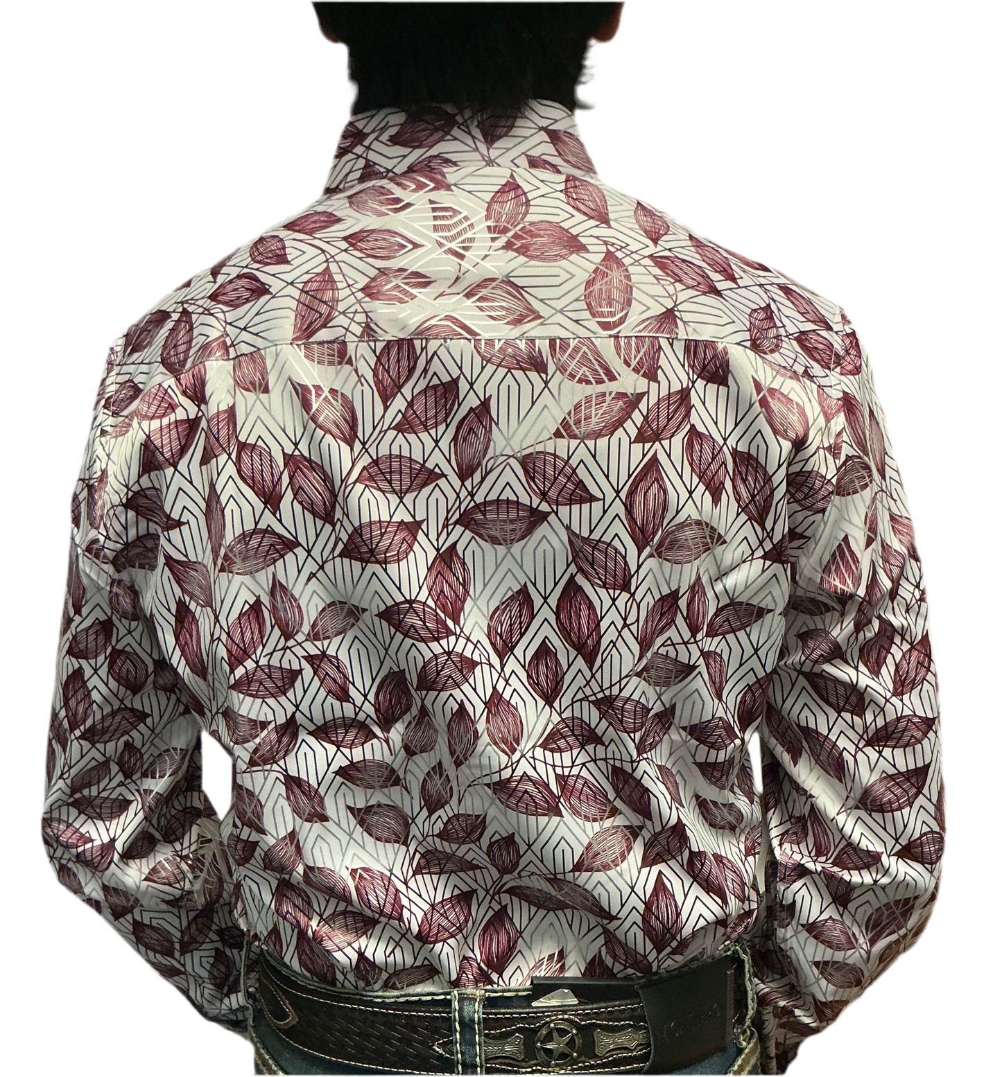 Platini men’s shirt FLP10582 white/wine ( camisa de hombre Platini ) modern fit stretch