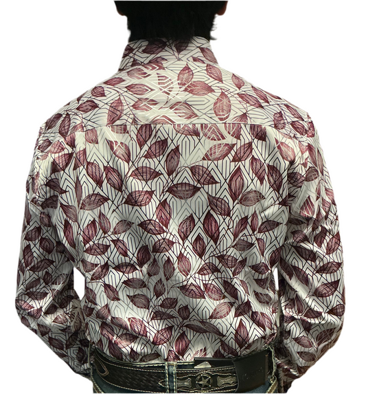 Platini men’s shirt FLP10582 white/wine ( camisa de hombre Platini ) modern fit stretch