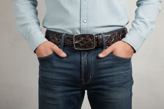 Cinto/Belt Fish Imitation Dark brown Square Buckle