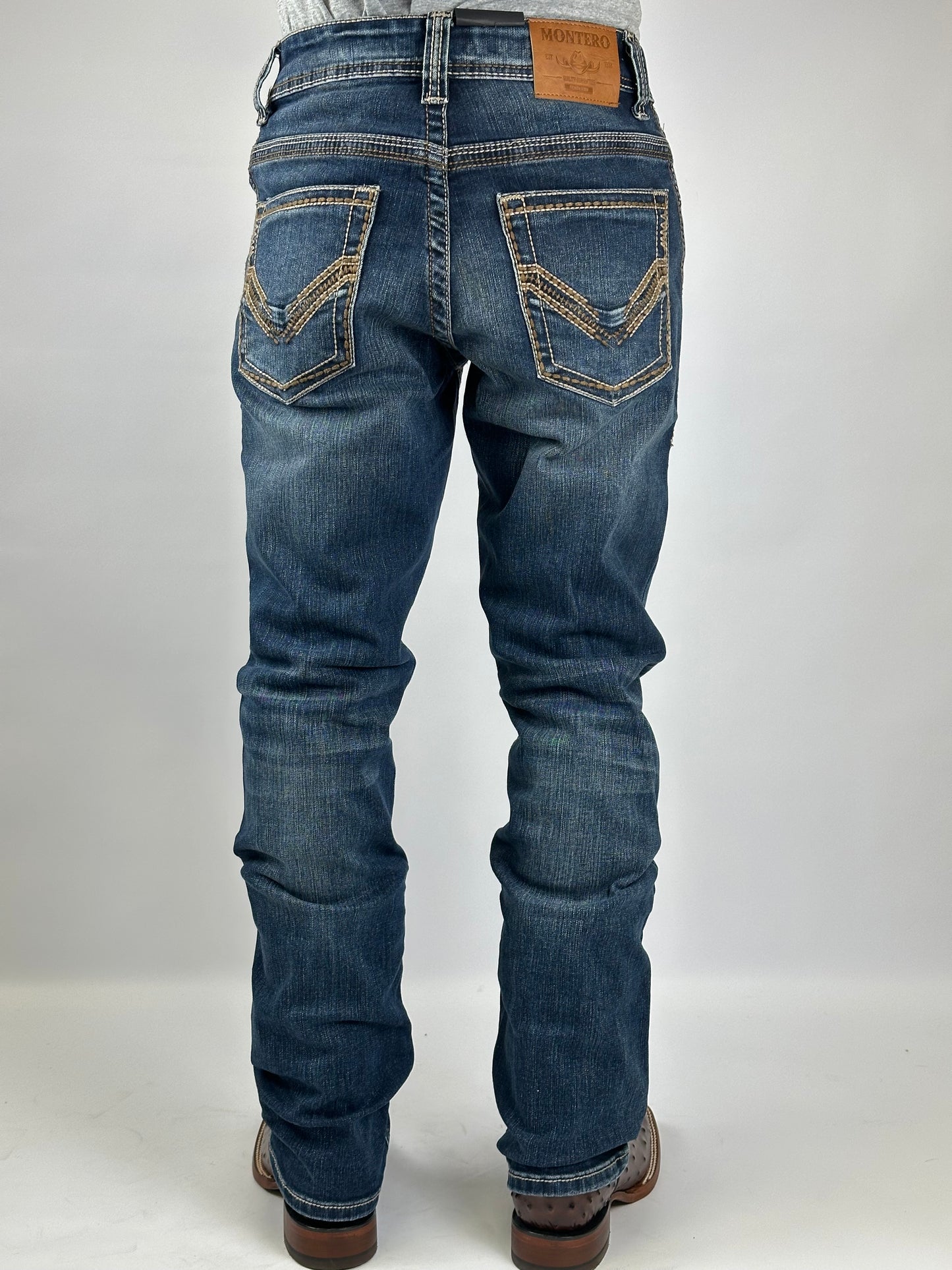 Montero MT4664-DK Dark Blue Men’s Modern Boot Cut Stretch Jeans