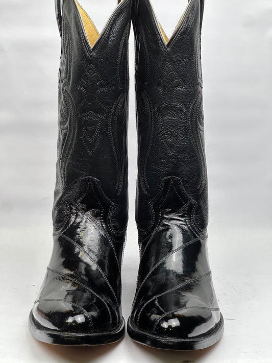 Arango Eel Black Exotic Men’s Semi-Oval Western Boots