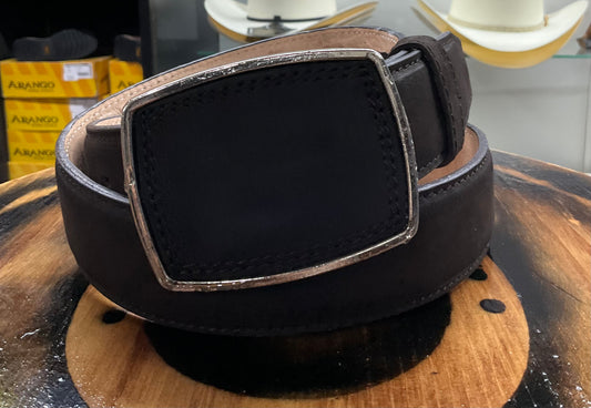 Men belt leather dark brown ( Cinto cafe de hombre Gamuza )