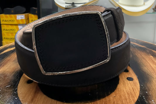 Men belt leather dark brown ( Cinto cafe de hombre Gamuza )MC