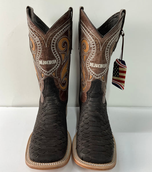 Phyton brown matte ( vibora tabaco mate ) the stage coach Exotic Men Boot pro-rodeo
