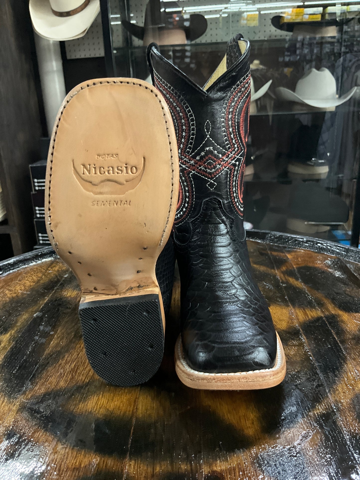 Nicasio Cowboy kids boots python imitation black