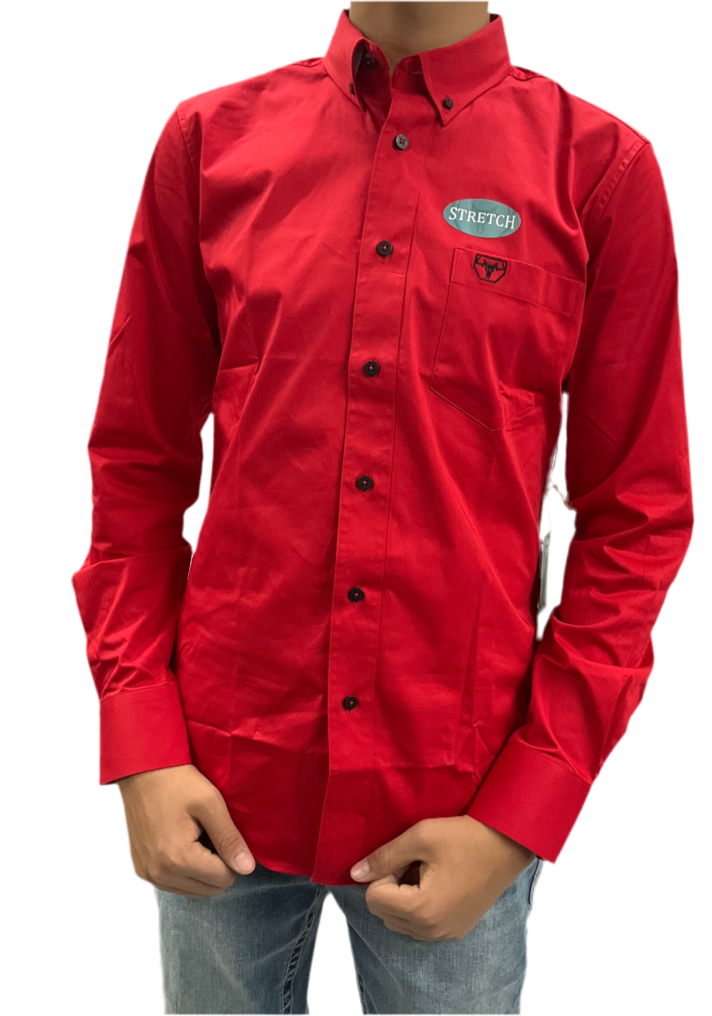 Platini Modern Fit Stretch Red Shirt