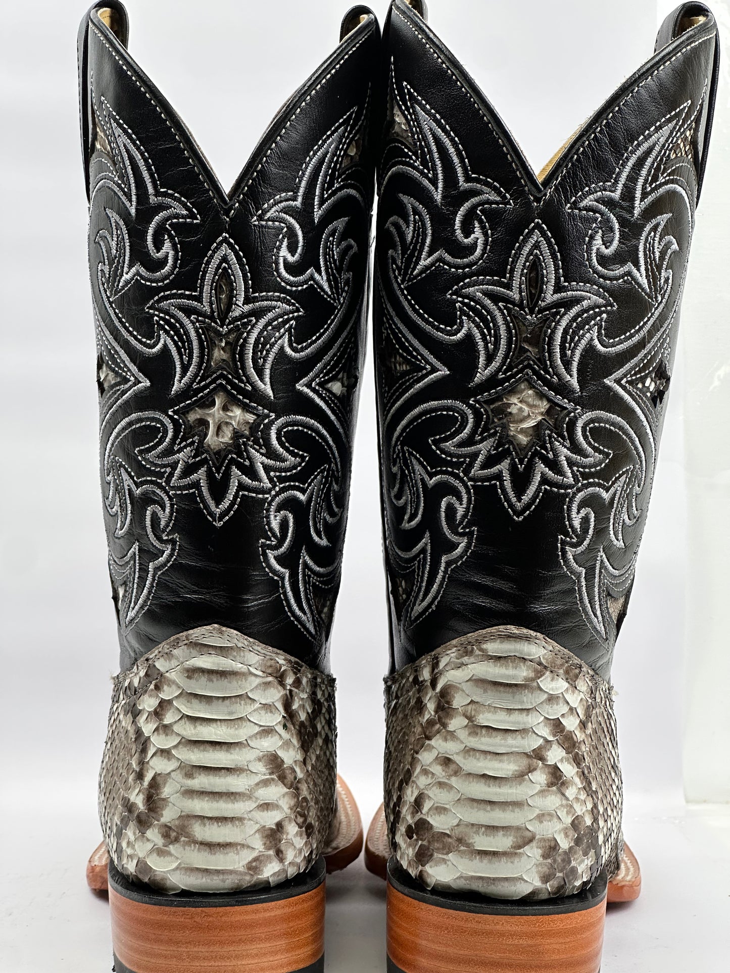 Arango Natural python pro rodeo square toe boots