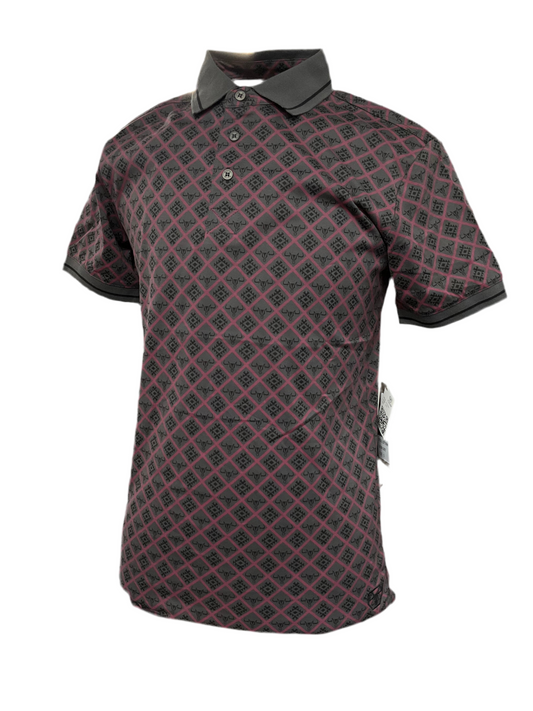 Platini Men’s polo AZP10996 grey/fuchsia ( diseños de cabeza de toro )