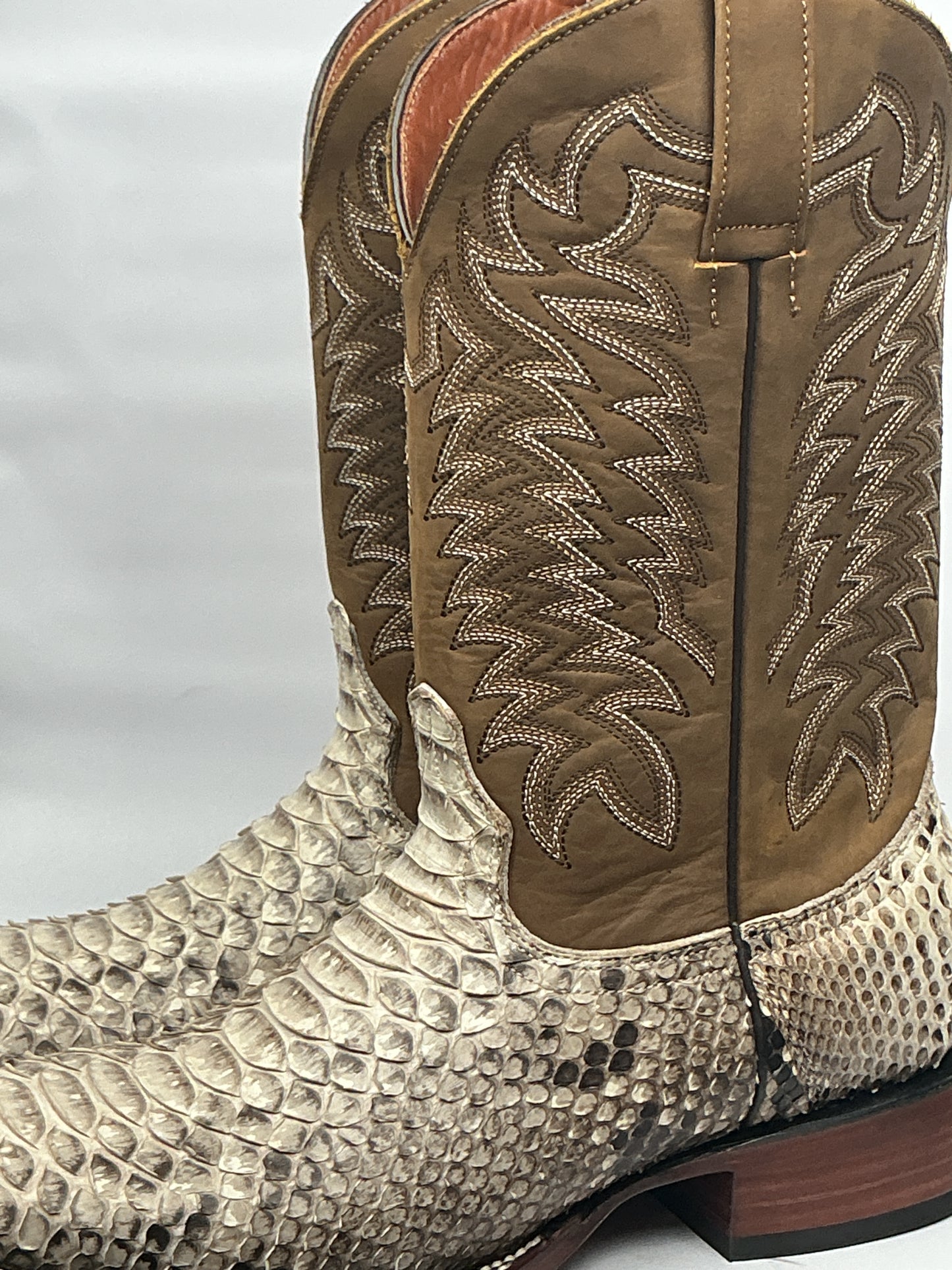 RDR Exotic Python Skin Natural Pro-Rodeo Western Boots