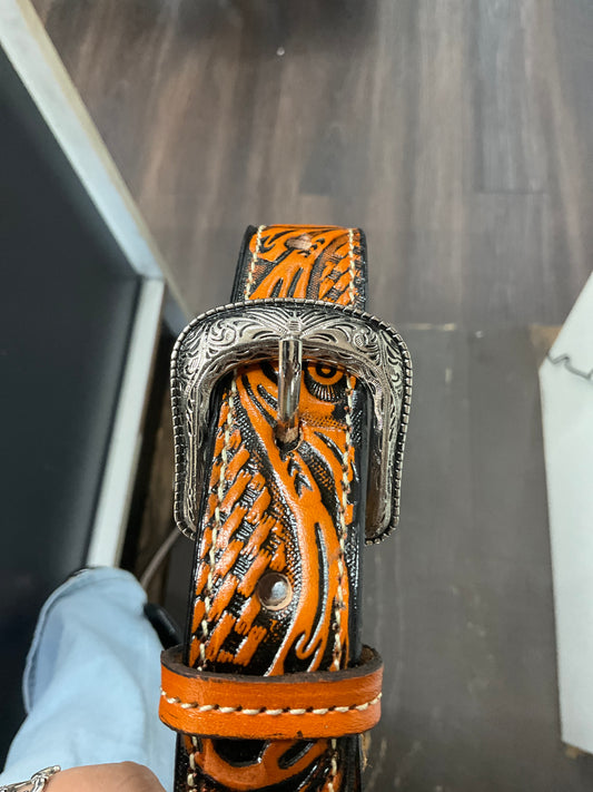 Kids belt brown/ orange MC