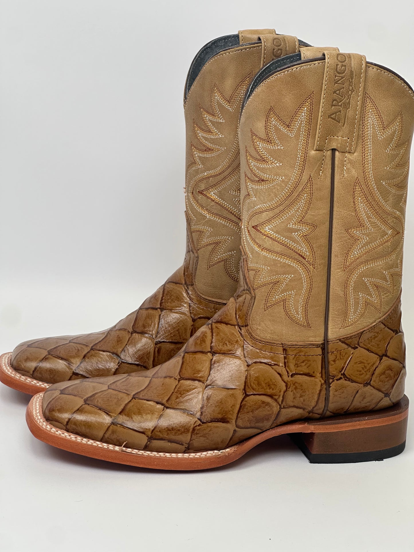 Arango Pirarucu Print Saddle Men’s Pro-Rodeo Western Boots