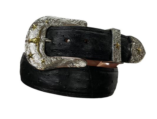 Exotic Black Ostrich Belt