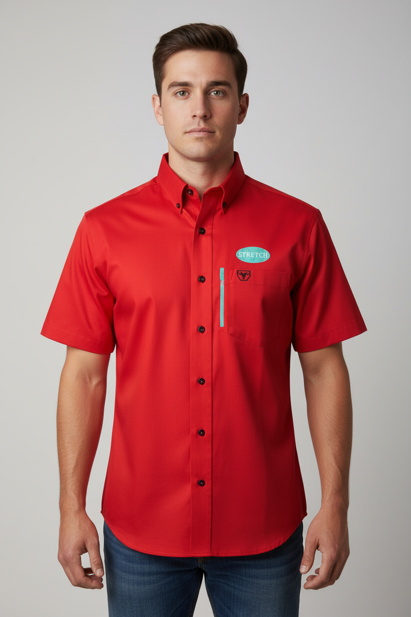 Platini Red Short Sleeve Mens Shirt CTS10700
