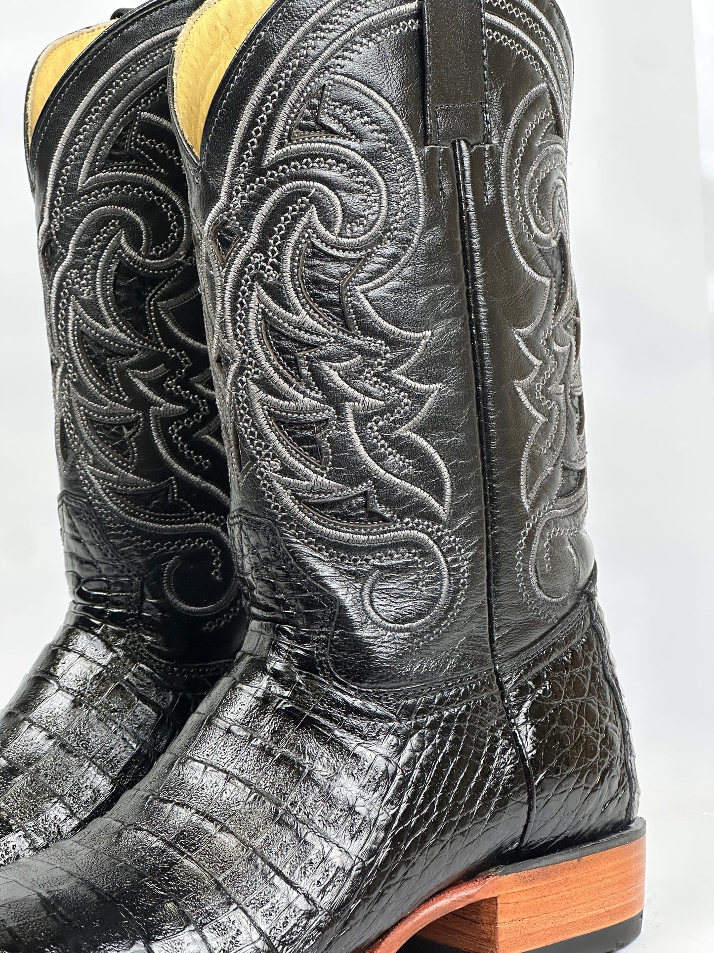 Arango Black Genuine Alligator Belly Exotic Men’s Boots