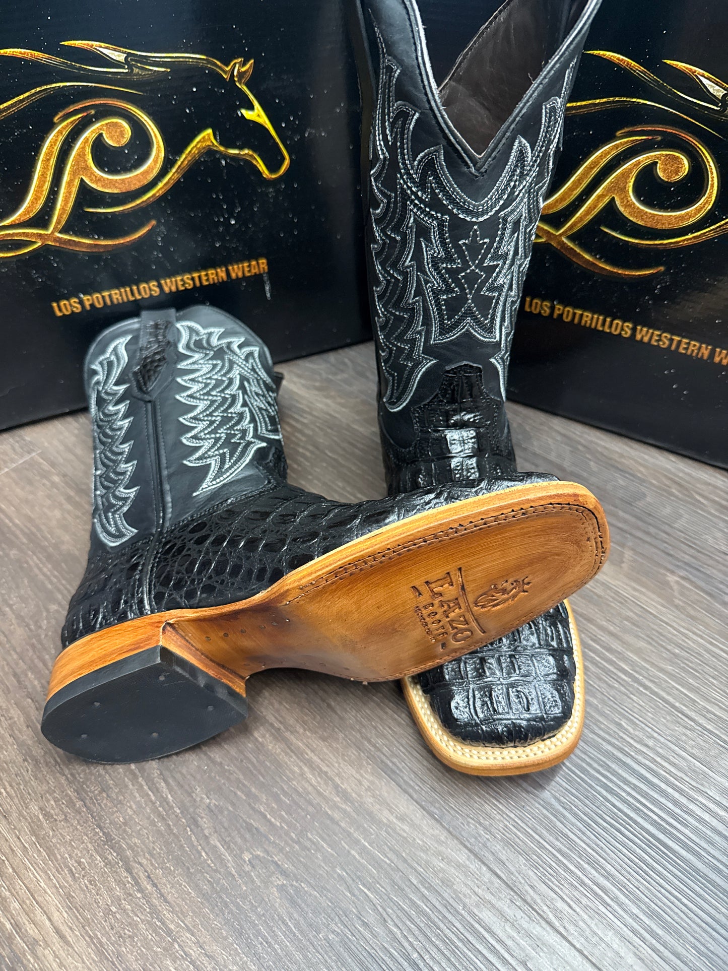 Lazo Men boots alligator print black ( cocolomo grande imitación negro )