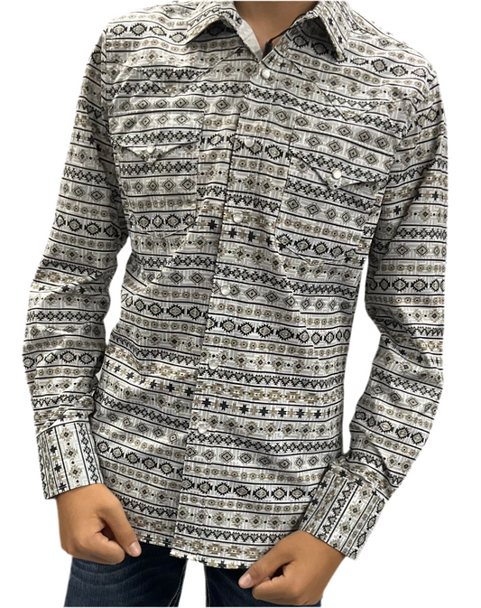 Montero Western Shirt MT4030 Long Sleeve white black