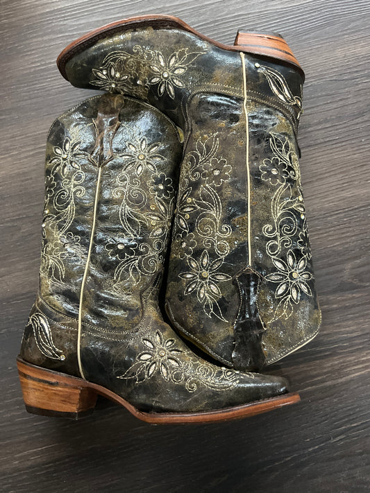 OkCorral Flower Dark Brown Lady Clearance Boot