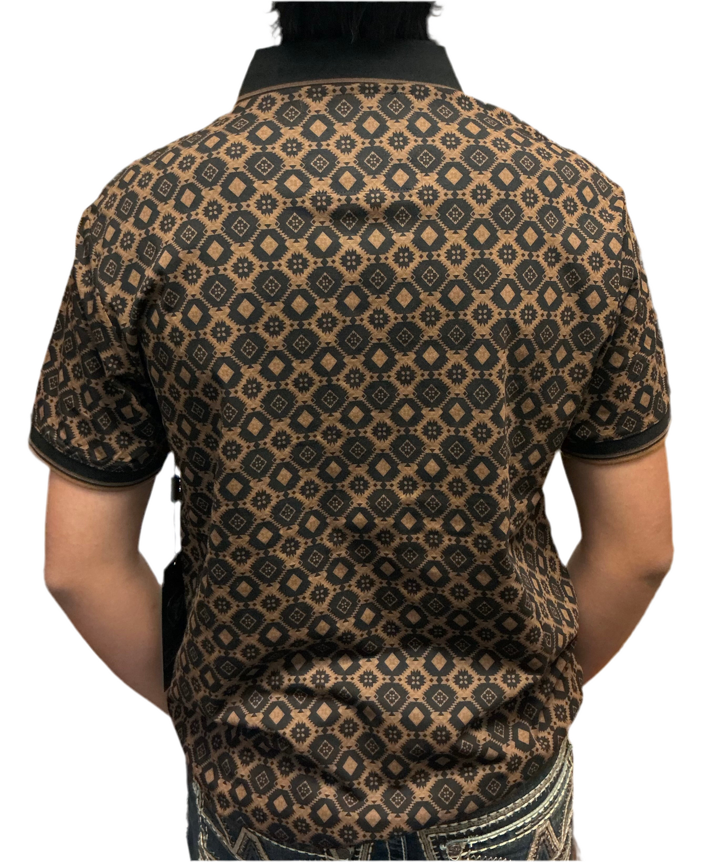 Lamasini Men’s Polos LAM28224 Black/light brown modern fit