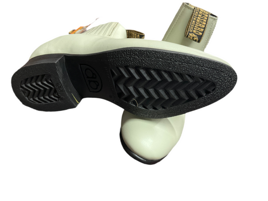 Botin charro El becerro Piel Hueso sole Zig Zag men boot