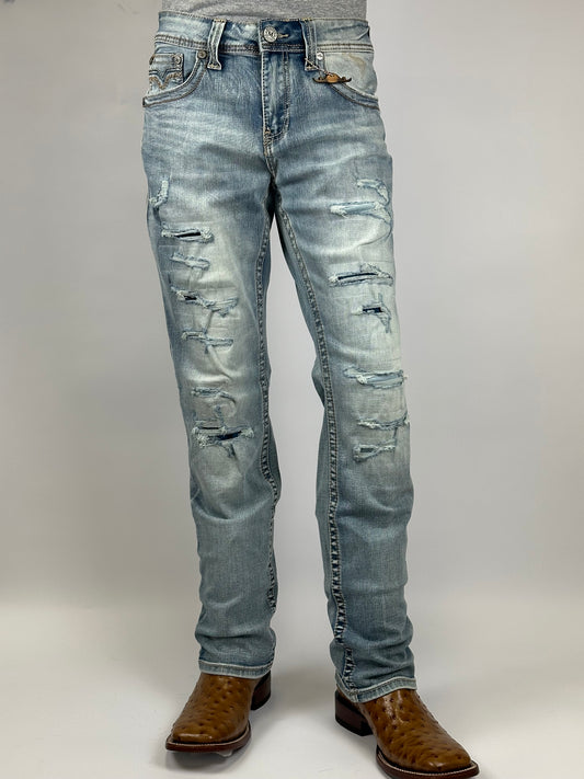 Montero MT4666-LT Light Blue Men’s Modern Boot Cut Stretch Jeans