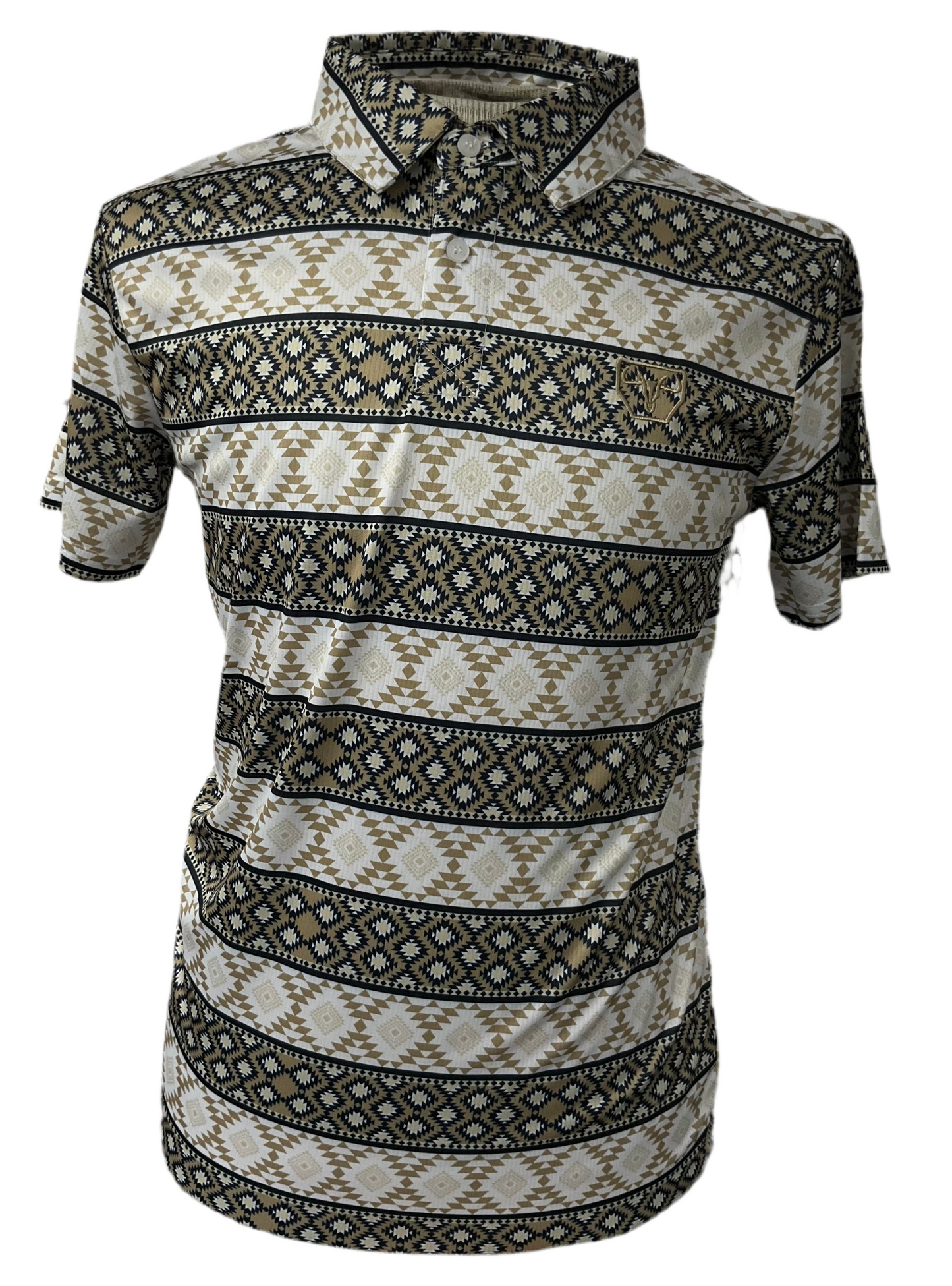Platini Men’s polo PGP11011 white/gold / navy ( diseño azteca )
