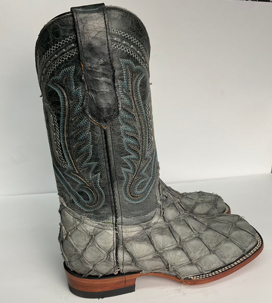 Arapaima fish skin grey Safary ( pescado Piraruccu Gris ) the stage coach Exotic men boot pro-rodeo