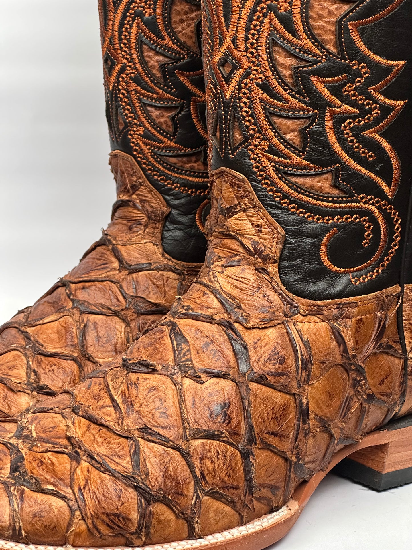 Arango  Pirarucu Fish Skin Cognac Exotic Men’s Boots