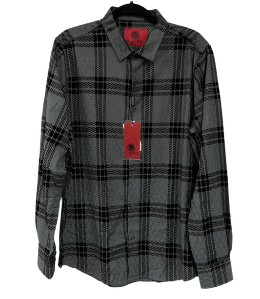 Platini Charcoal/Carbon Long Sleeve/Manga Larga Mens Shirt (Camisa Caballero)