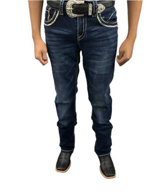 Montero MT-4637 Dark Blue Men’s Modern Boot Cut Stretch Jeans