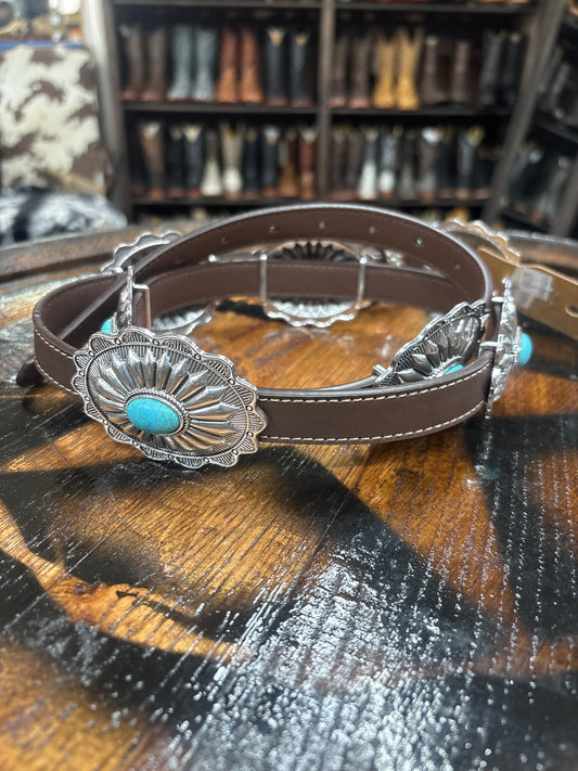 Cinto/Belt Mujer/Women Turquoise Stone Brown And Silver