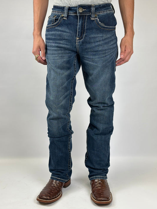 Montero MT4664-DK Dark Blue Men’s Modern Boot Cut Stretch Jeans
