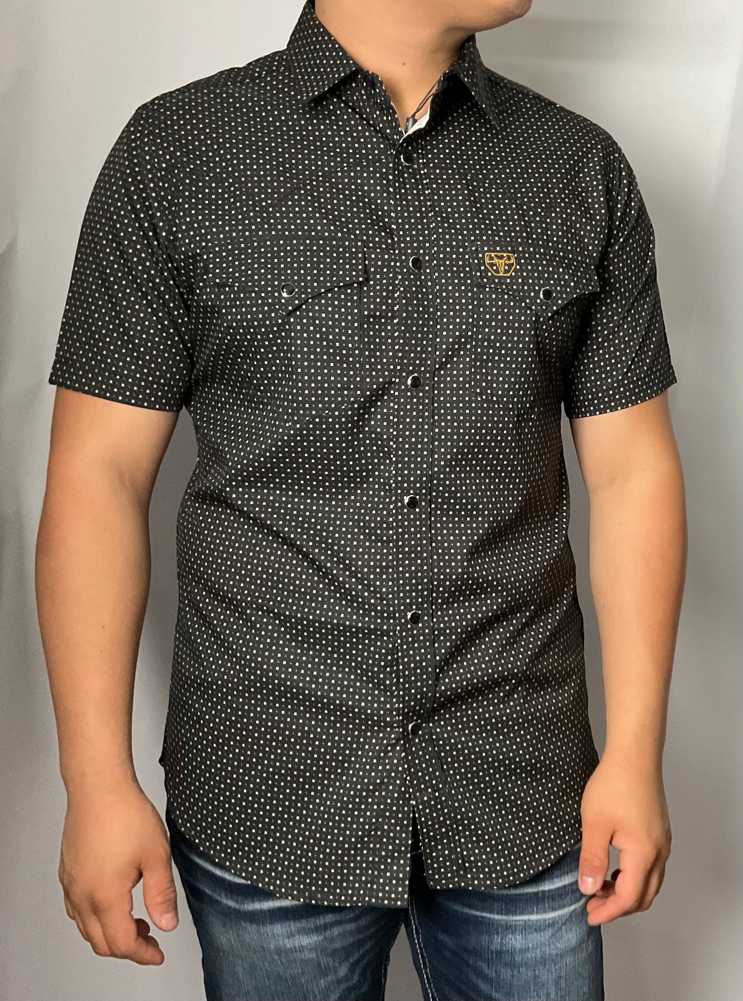 Platini Performance Black/White Patterns Negra/Blanco Patrones Short Sleeve Manga Corta Mens Shit (Camisa Caballero)