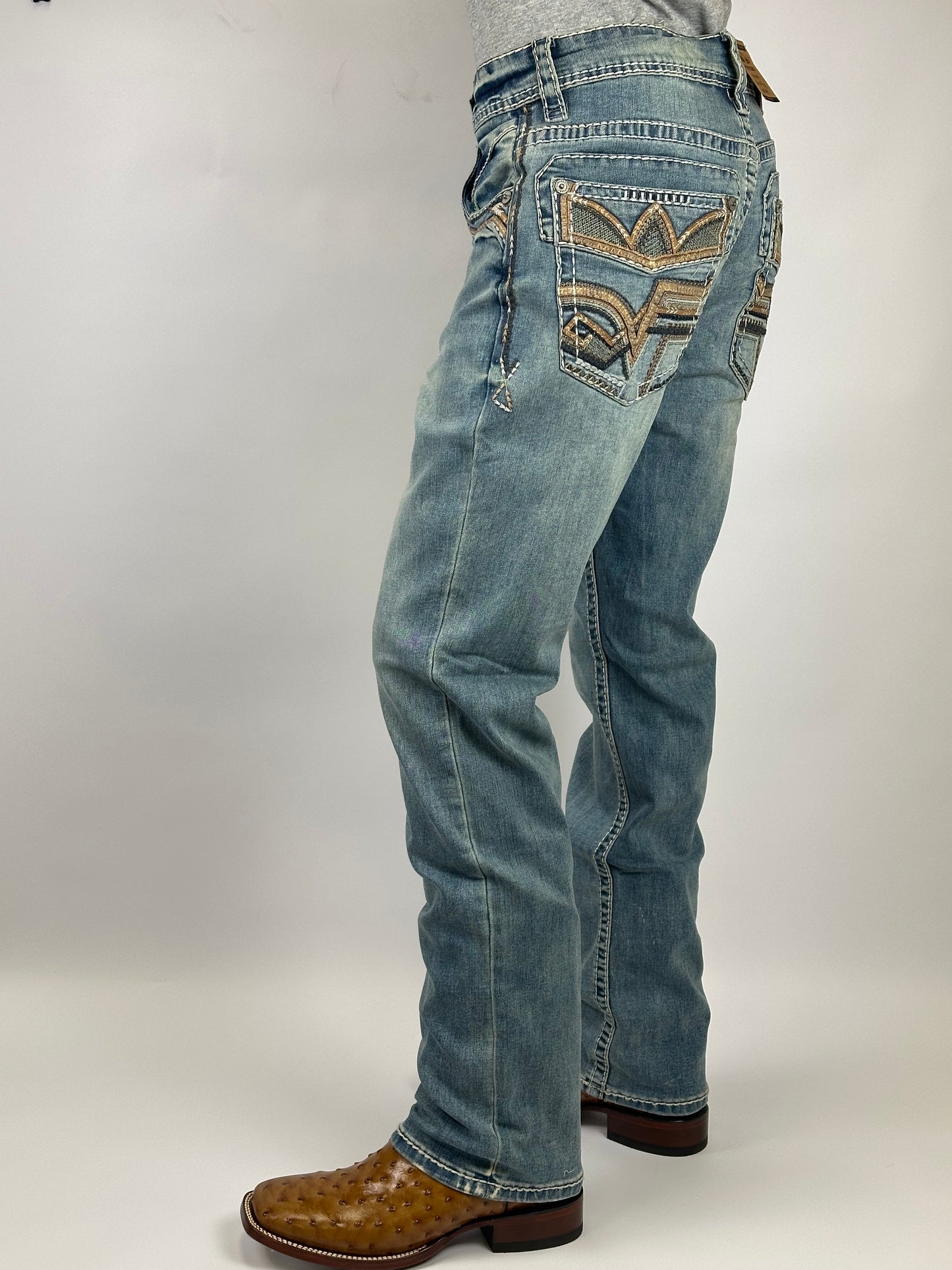 Montero MT4656-LT light blue men’s modern boot cut stretch jeans