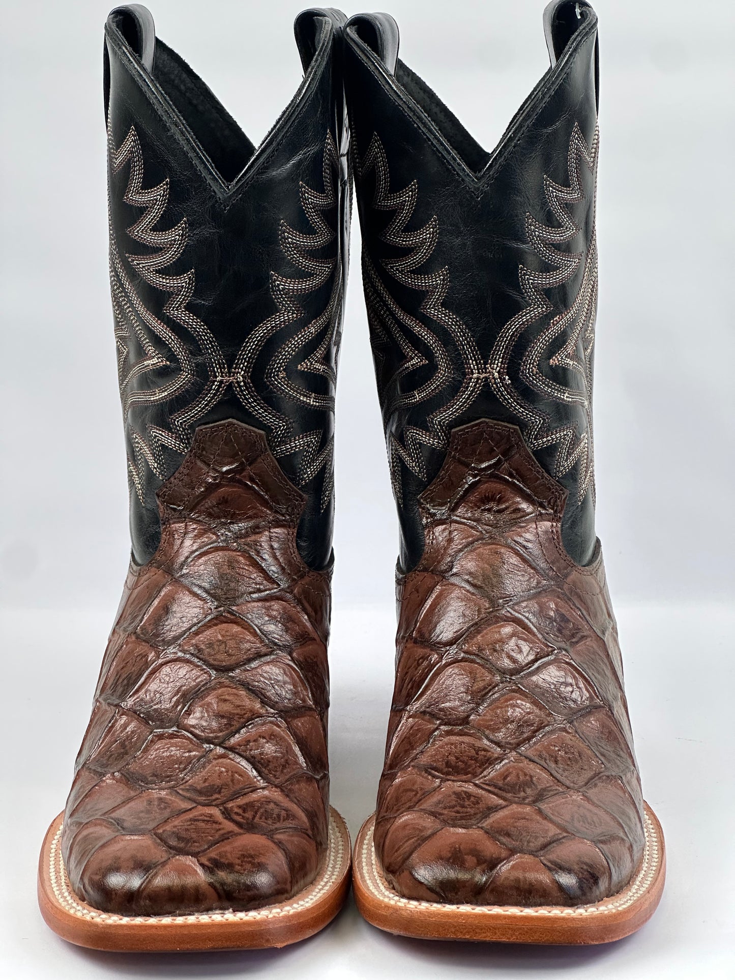 Arango Pirarucu Fish Print Tobacco Pro-Rodeo Men’s Western Boots