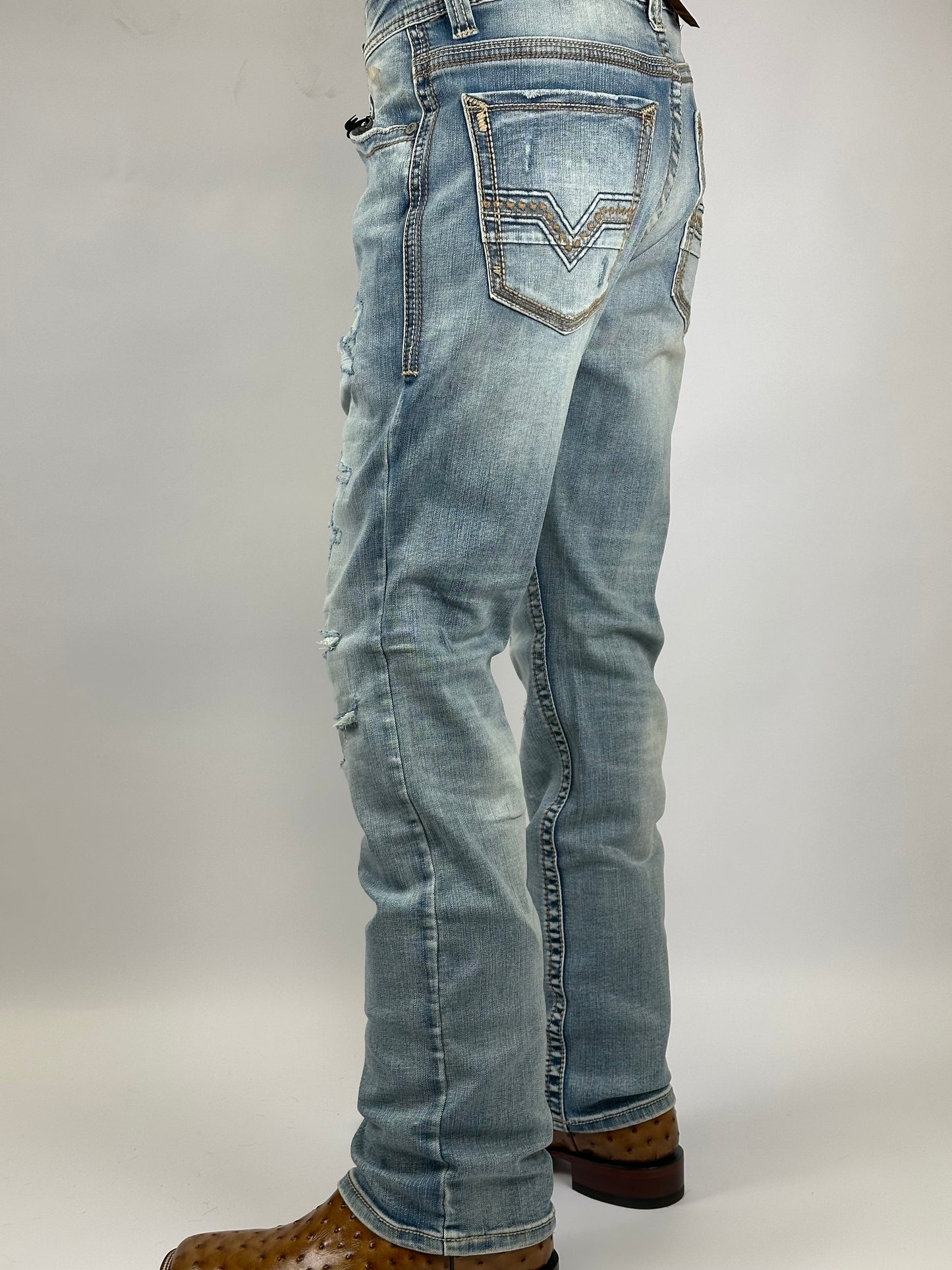 Montero MT4666-LT Light Blue Men’s Modern Boot Cut Stretch Jeans