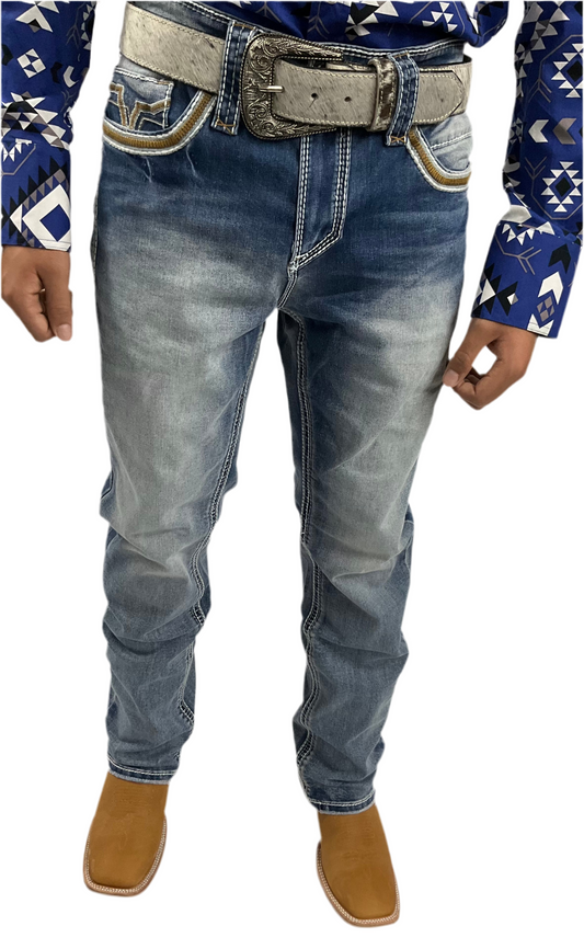 Lamasini Boot Cut Lam-26501 Med-Blue