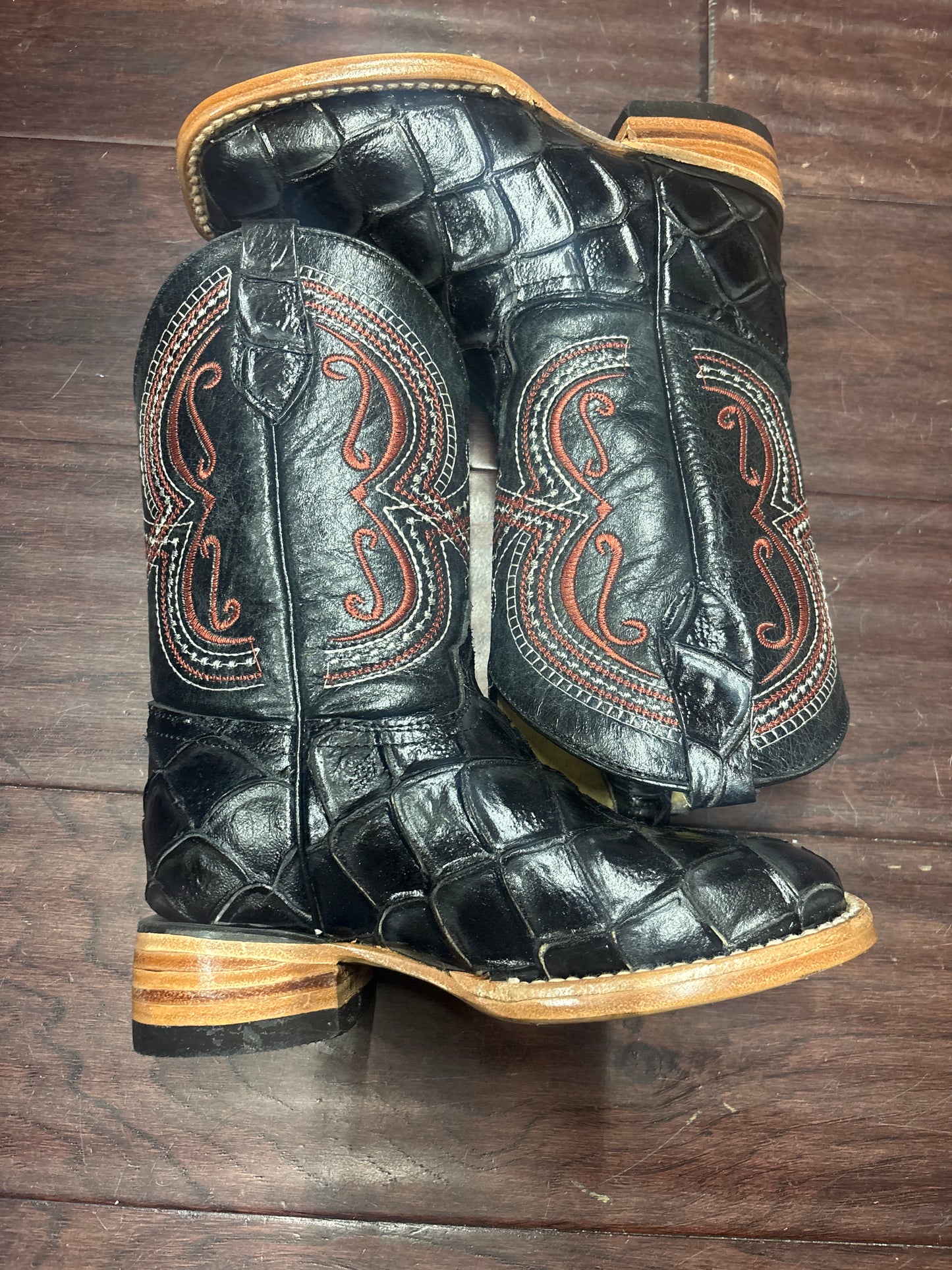 Nicasio Kids Boots Fish/Res Skin Black/Negro Vaqueta