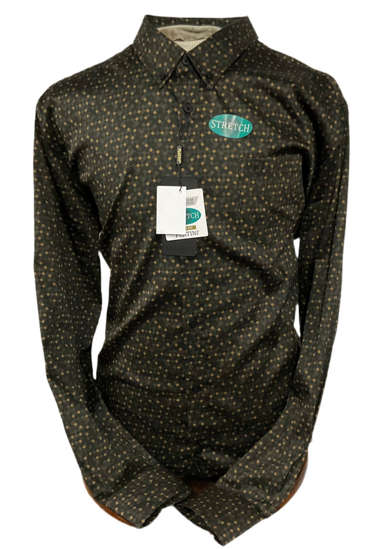 Platini Black/Negra Slim Fit Stretch Long Sleeve/Manga Larga Mens Shirt (Camisa Caballero)