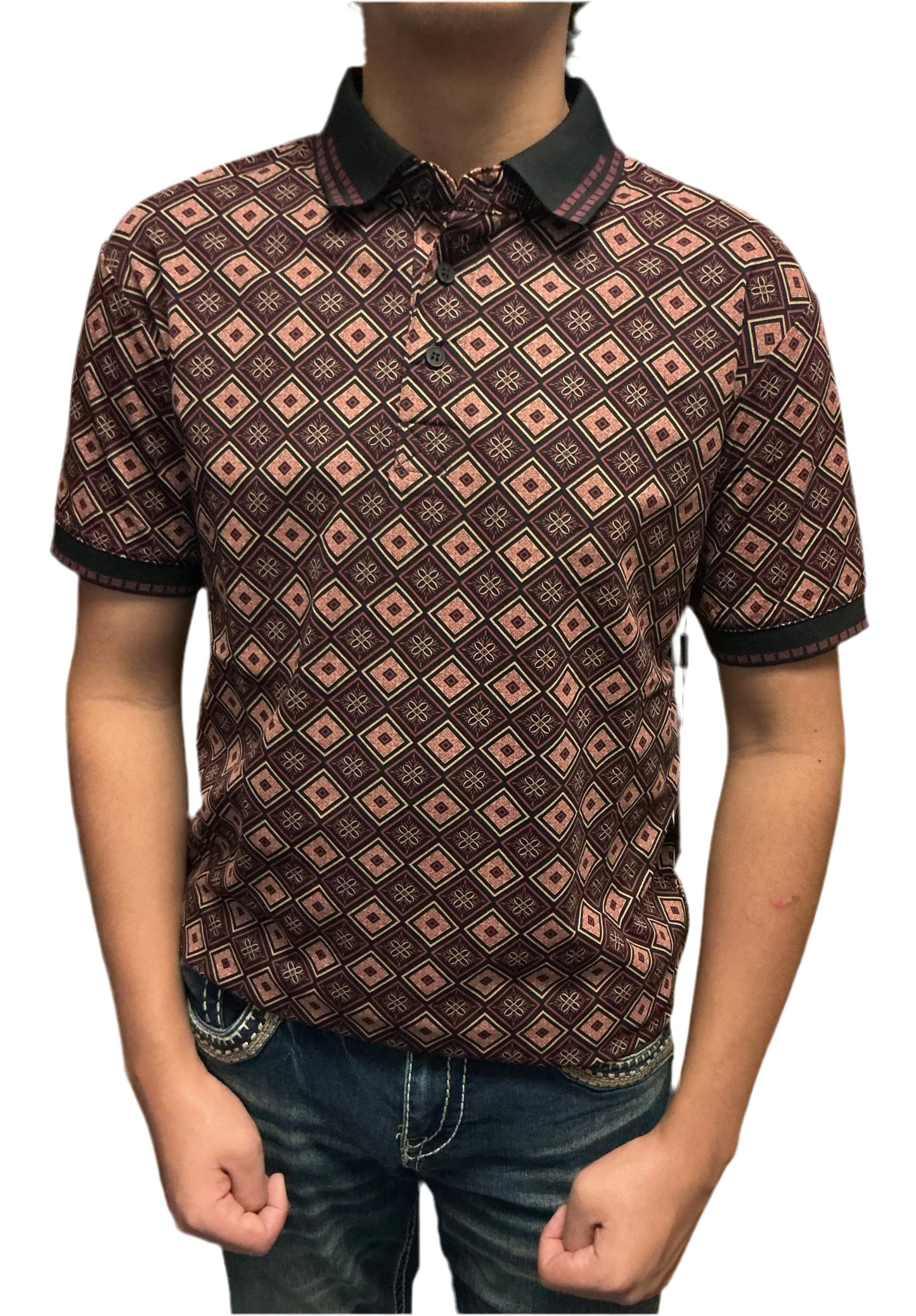 Montero Men’s Polo MT36011 Black/Burgundy  modern fit
