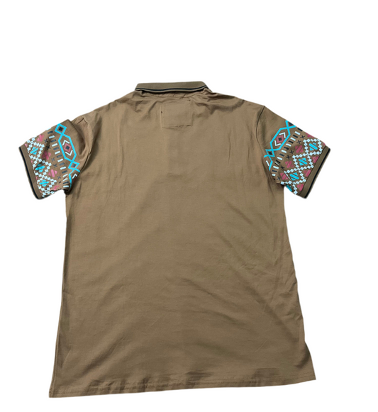 Platini Dark Camel/ Kamel Obscuro Short Sleeve Manga Corta Mens Shirt (Camisa Caballero) Stretch