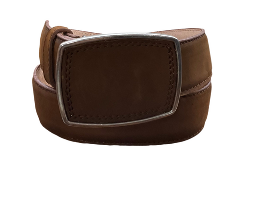 Men belt leather suede light brown ( Cinto gamuza cafe Claro liso hebilla cuadrada )