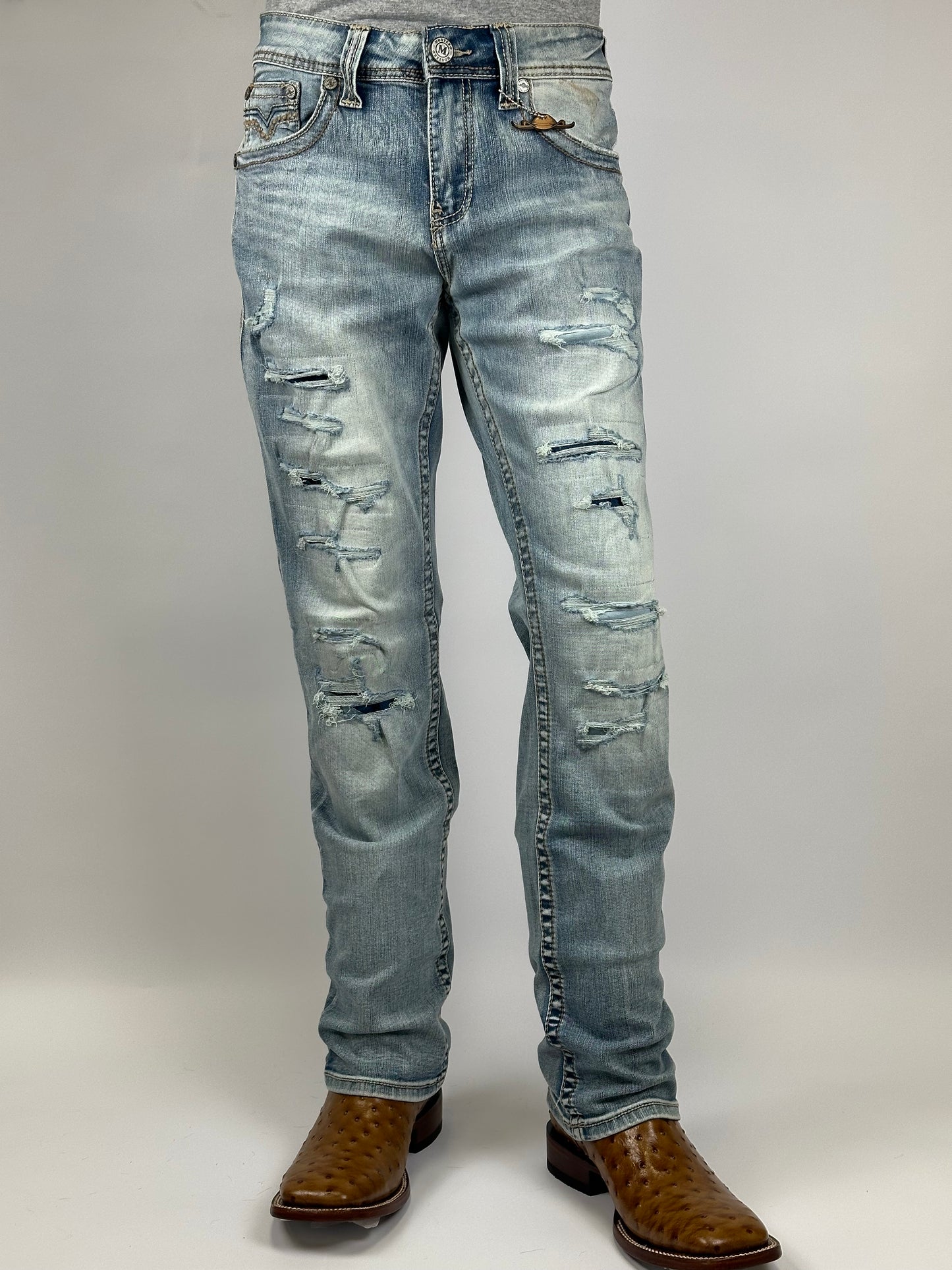 Montero MT4666-LT Light Blue Men’s Modern Boot Cut Stretch Jeans
